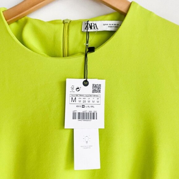 NWT Zara Lime Green Side Cut  Out Button Detail Midi Dress M - Picture 7 of 11